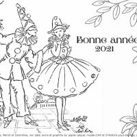 Carte de voeux Pierrot et Colombine © musée d'Art et d'Histoire Louis-Senlecq