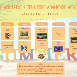 Planning des activités programmées pour la semaine du 24 au 28 Août 2026